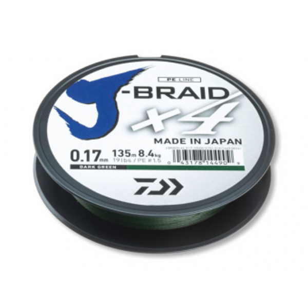 Daiwa J-BRAID 4 tumši zaļa 135m.